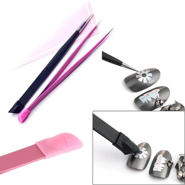 

nail art kits multifunctional tweezers with silicone pressing head rhinestones picker double pointed tool