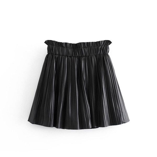 

skirts vintage high waist pleated womens kawaii black pu leather skirt punk rock mini mujer streetwear