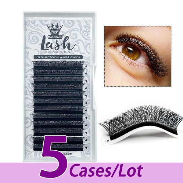 

false eyelashes 5pcs/lot 2021 est y-shaped air eyelash extensions faux synthetic premium 8-15mm c/d curl fluffy lashes trays
