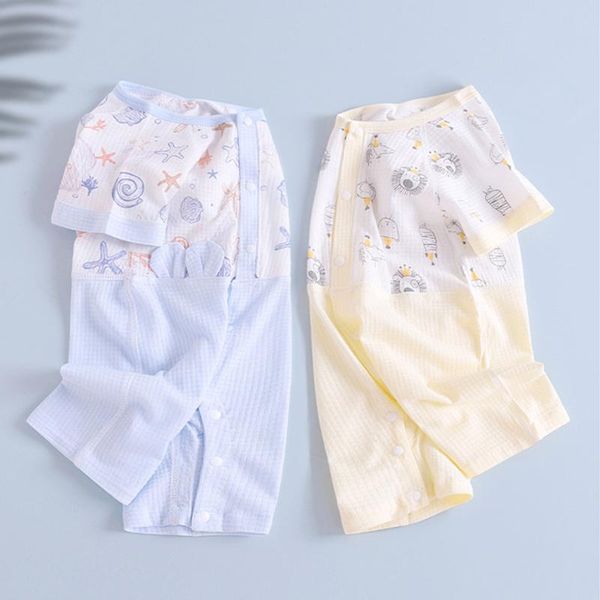 

jumpsuits melario born baby clothes short sleeve girl boy clothing floral cotton rompers de costumes single-breasted boys, Blue