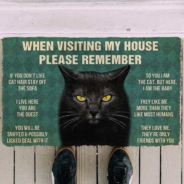 

cloocl carpets bathroom non-slip mat dining room printed pet black cat doormat bedroom anti-skid home textiles diy customize