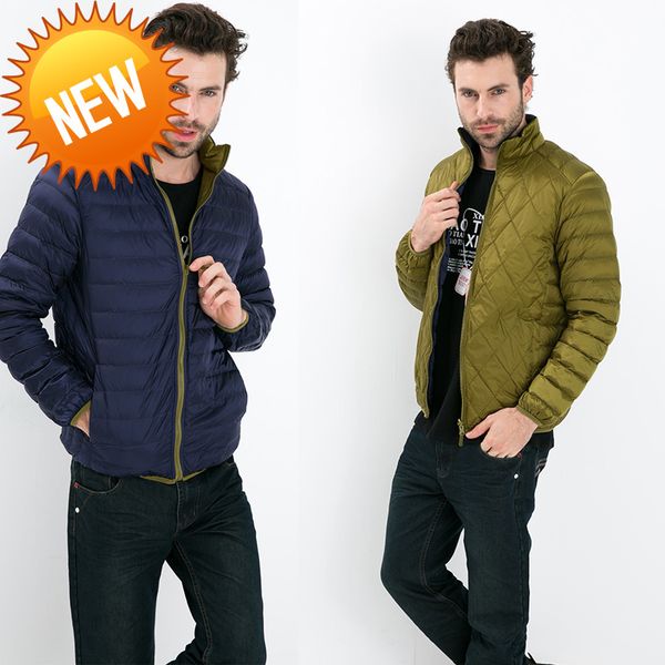 

fall winter man duck down two side wear jacket ultra light thin plus size jackets men fashion spring outerwear coat, Black