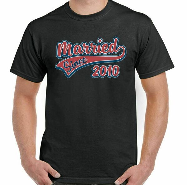 

married since 2010 mens fun wedding birthday valentine fathers shirt, White;black
