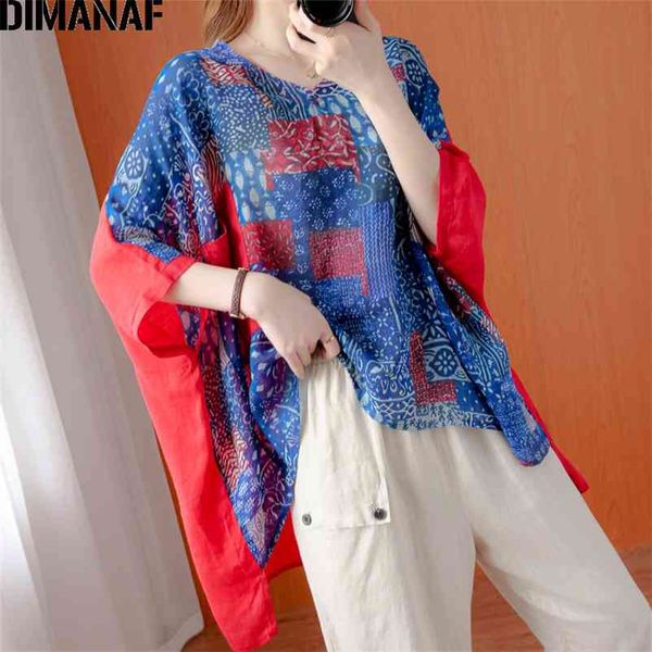 

summer plus size blouse shirts women clothing cotton linen vintage print casual lady tunic elegant loose oversize 210531, White
