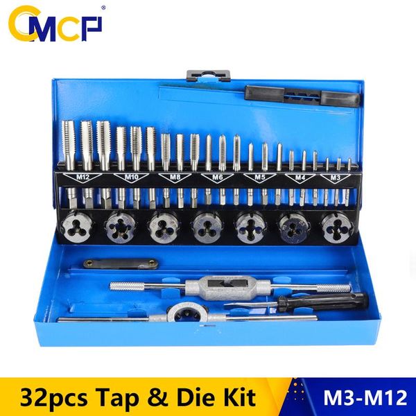 

hand tools cmcp 32pcs tap and die set m3-m12 screw thread wrench tool kit threading