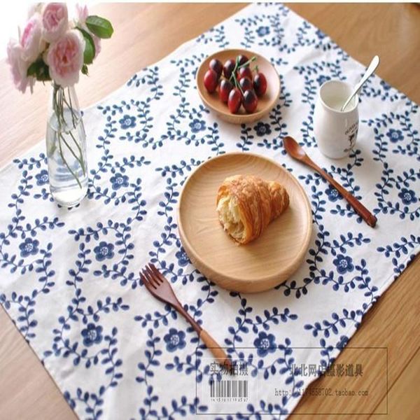 

table napkin 5pc blue white flower western food baking serviette wedding party cotton cloth restaurant supplies decor tablecloth