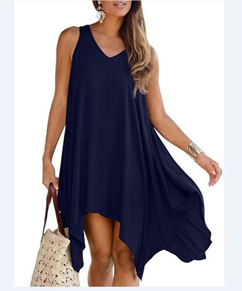 

summer 2019 sleeveless dress women's irregular, White;black