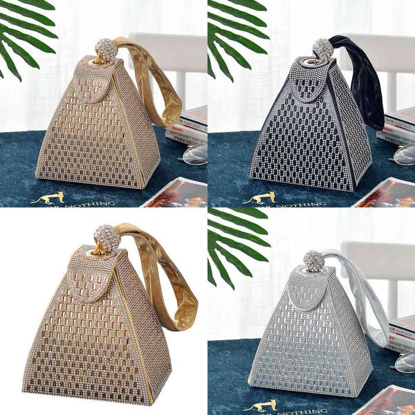 

gold silver evening bags for women diamonds fashion triangle mini handbags ladies party clutch purse zd1946