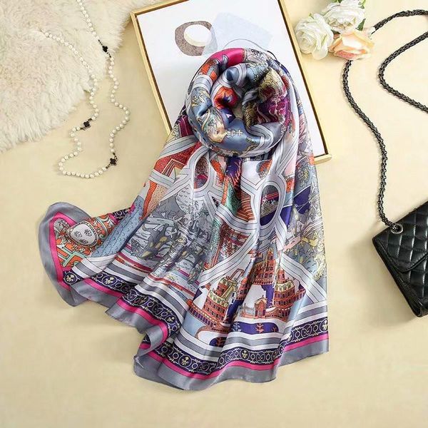 

scarves 2021 spring women silk shawls lady wraps soft pashimina designer beach stole bandana cosplay scarf, Blue;gray