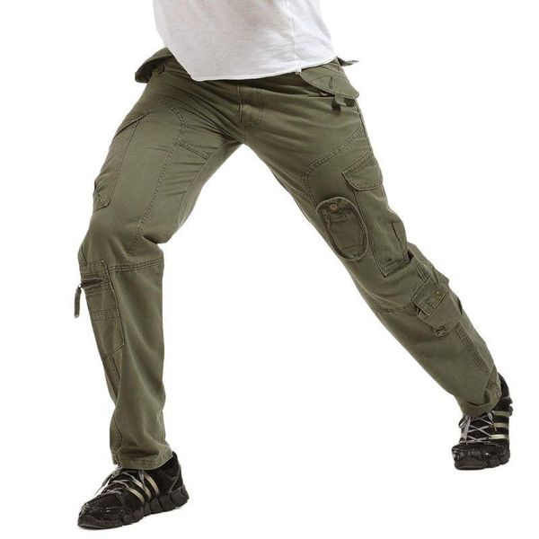 

men's pants military tactical solid men army cargo outdoor hiking multi pockets casual paintball drop, Black