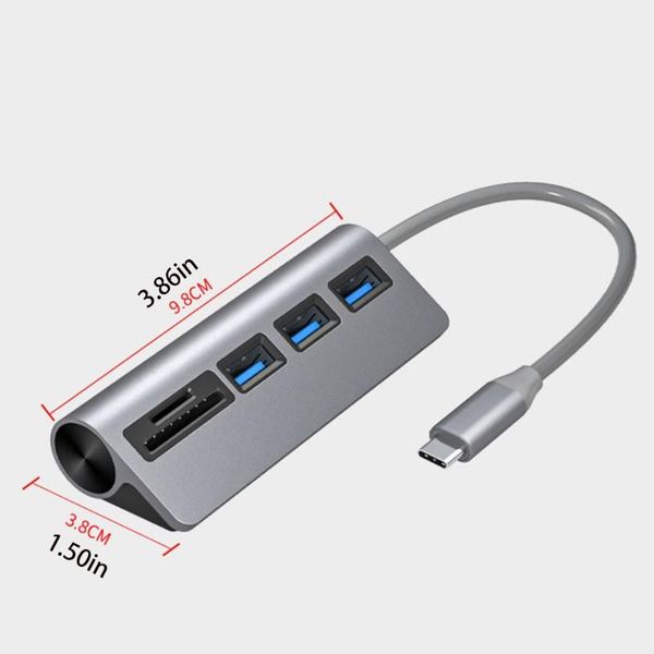 

hubs k1ab usb c/ type c hub with sd/tf card reader splitter for computer pc usb3.0 adapter 5 port lap