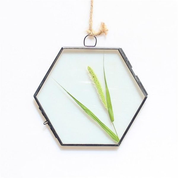 

frames 1 x antique hexagon metal & glass hanging floating picture po frame home use