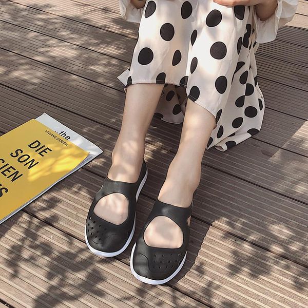 

sandals summer 2021 soft soled women's slope heel slippery jelly shoes luxury pvc cheongsam, Black