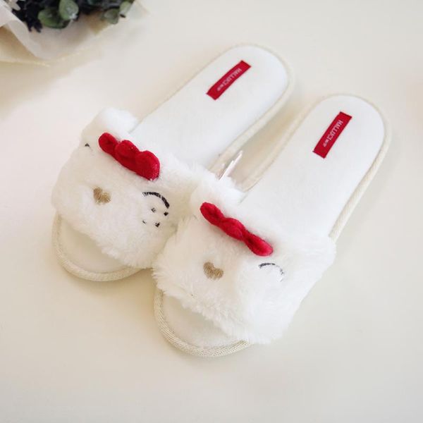 

spring autumn women's slippers cute squinting chick white home indoor shoes thick bottom non-slip floor, Black