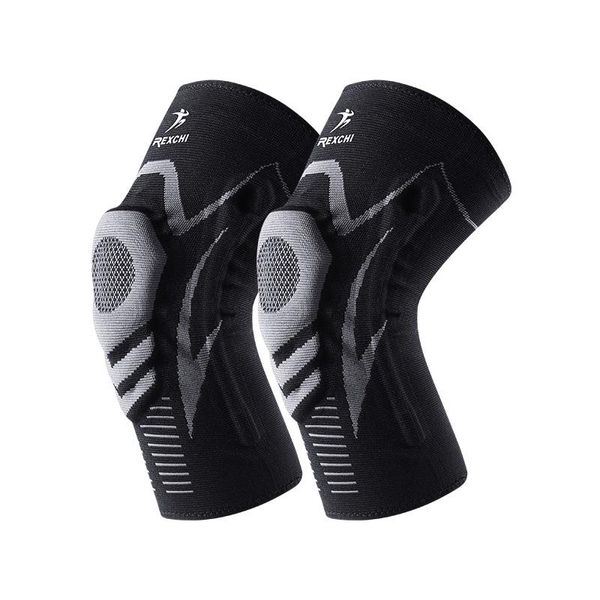 

elbow & knee pads for sport support kneepad kneecap silicone spring patella protector running volleyball sports kneepads accessoriy, Black;gray
