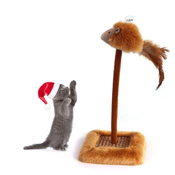 

cat toys scratch board with feather teaser spring sound interactive toy for pet