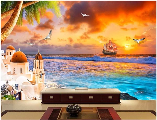 

wallpapers custom mural 3d po wallpaper aegean sunset living room decor painting picture wall murals for walls 3 d