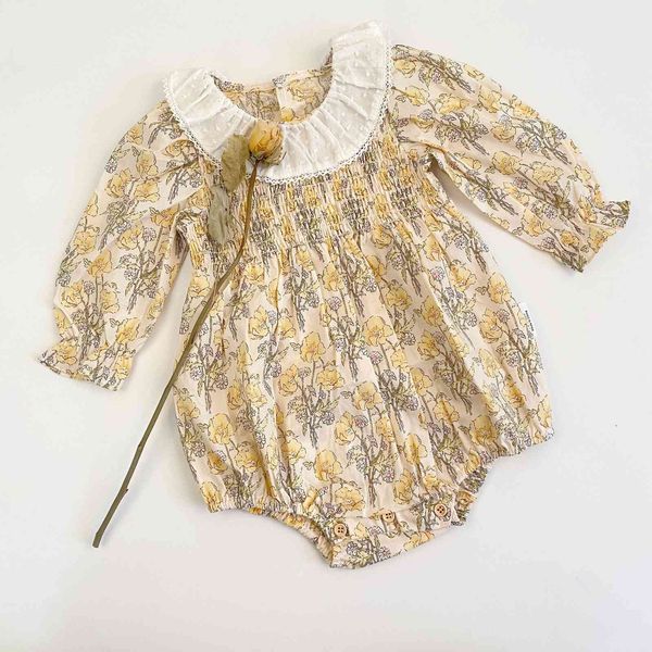 

baby spring and autumn long-sleeved floral princess baby romper jumpsuit born clothes 210515, Blue