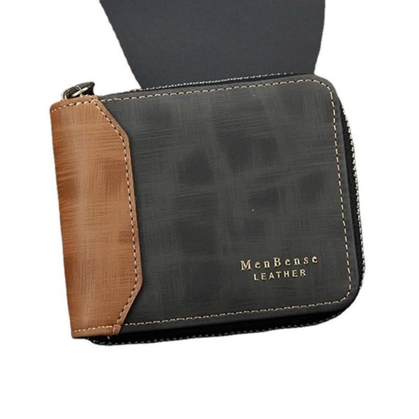 

wallets men's leather wallet casual zipper men card holder small male synthetic purse coin cartera hombre, Red;black