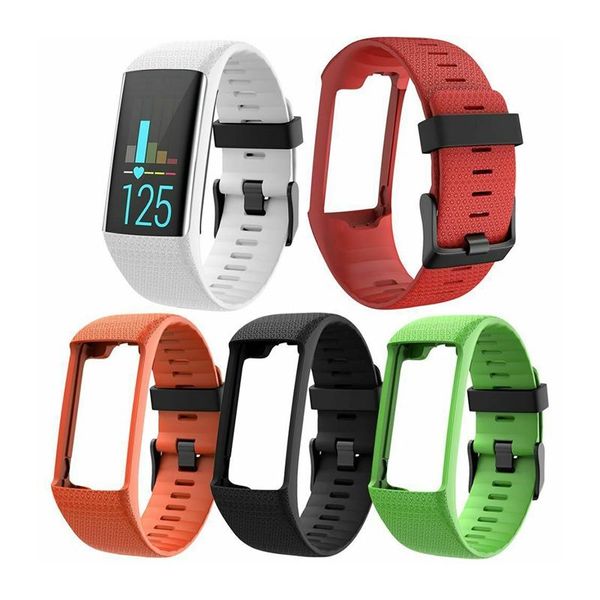 

watch bands silicone replacement strap black buckle wristband band for polar a360 a370 gps smart bracelet, Black;brown