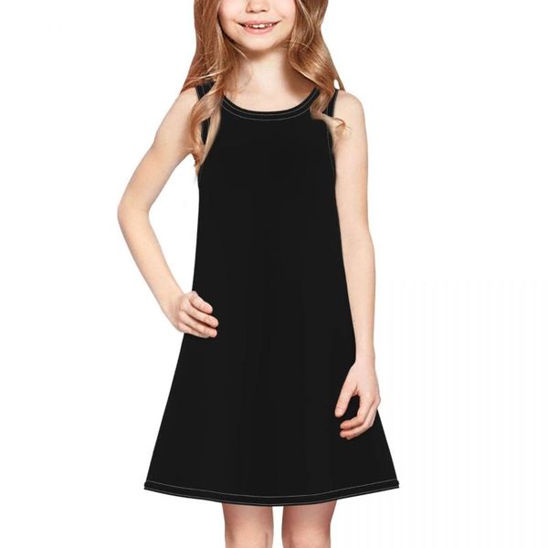 

casual dresses children's printed sleeveless elegant skirt 2021 wear, Black;gray