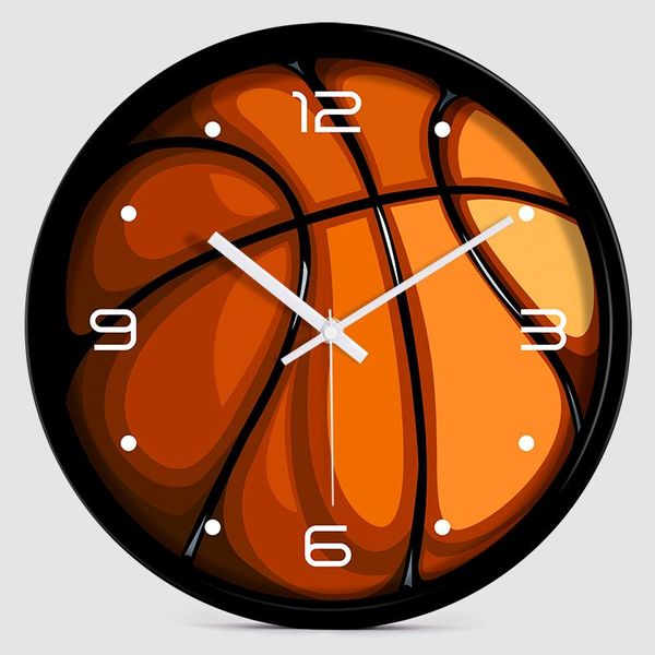 

wall clocks round creative clock bedroom metal basketball silent watches modern simple quartz zegar na sciane home decor ef50wc