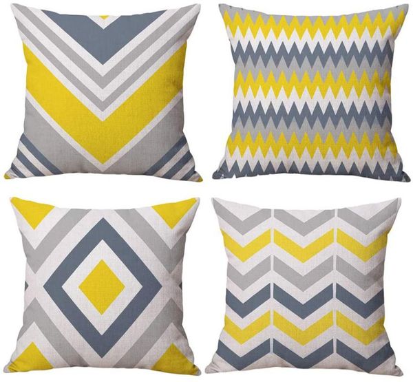 

cushion/decorative pillow 45*45cm linen pillowcase home soft square gray mustard geometric decoration sofa bed chair cushion cover