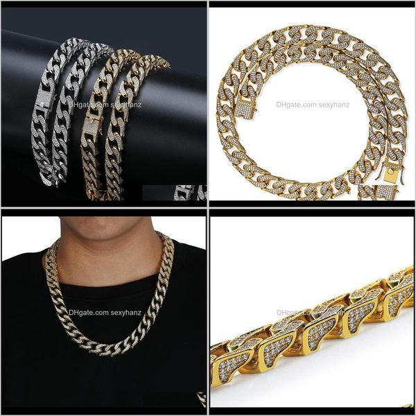 Catene Hip Hop Street Miami Cuban Hiphop Big Gold Chain Full Zircon Jewelry For Men Eoeqp Manqi