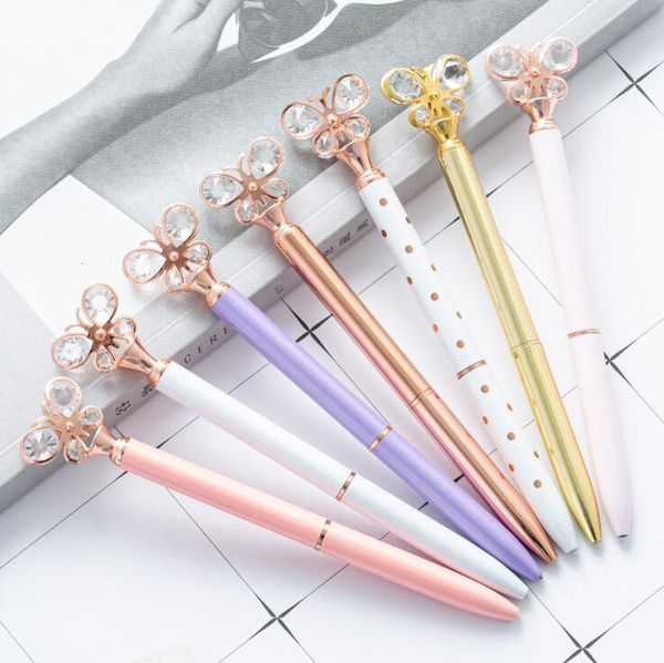 

ballpoint pens crystal butterfly knot ballpois creative fashion girl pen writing supplies business design 12 colors bwe4842 fq4k, Blue;orange
