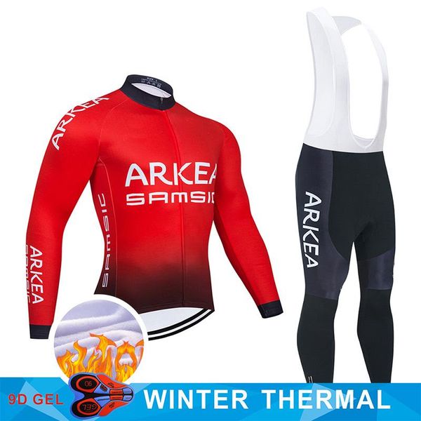 

racing sets 2022 team arkea winter cycling clothing set mtb france bicycle clothes thermal fleece bike jersey mens, Black;blue