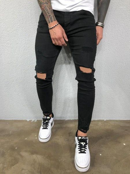 

men's rig fashion casual trend stretch denim trousers with small feet jeans, Blue