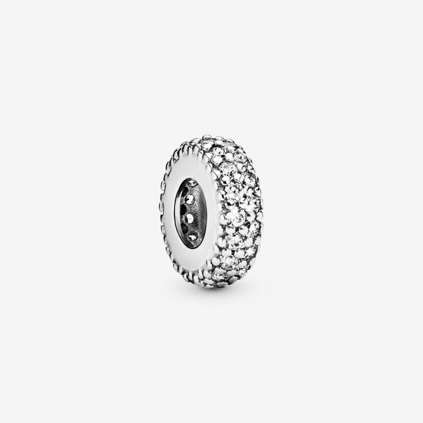 

100% 925 sterling silver clear sparkle spacer charms fit pandora original european charm bracelet fashion women wedding engagement jewelry a, Bronze;silver