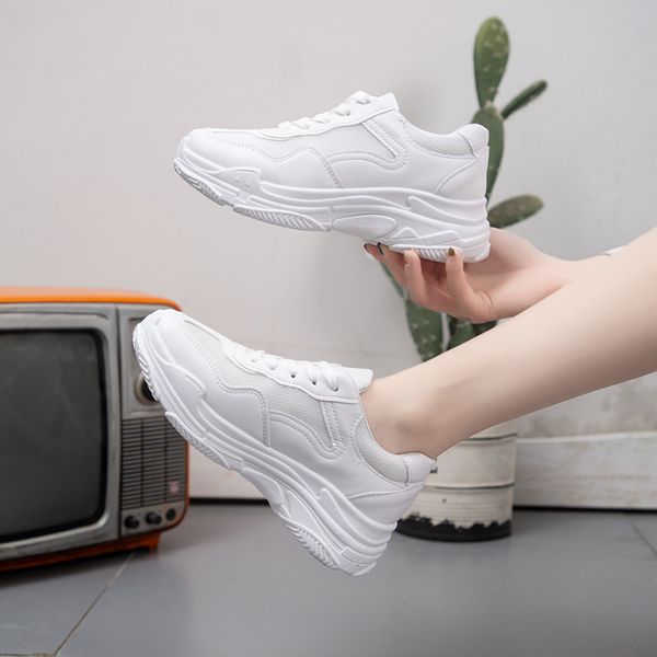 

dress shoes female sports shoe with shoelaces, casual fashion shoes for women leather platm, white sneakers, spring and autumn btwq, Black