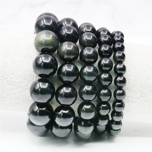

link, chain 8 10 12 14 16mm natural round black obsidian agates bracelet onyx jaspers stone women men diy hand made jewelry making desige