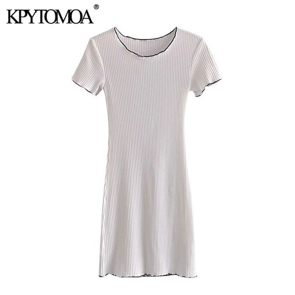 

women chic fashion patchwork trims ribbed knit fitted midi dress o neck short sleeve female dresses mujer 210420, Black;gray