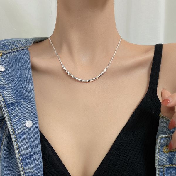 

s925 sterling silver broken silver necklace ins style necklace non fading jewelry minority necklace hip hop style girl cx220309, Black