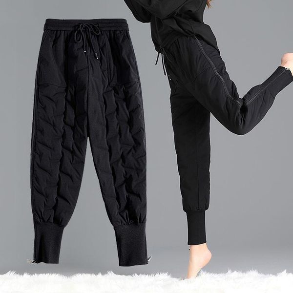 

women's jeans woman pants 2021 autumn and winter down wadded trousers high waist loose casual pantalones vaqueros mujer, Blue