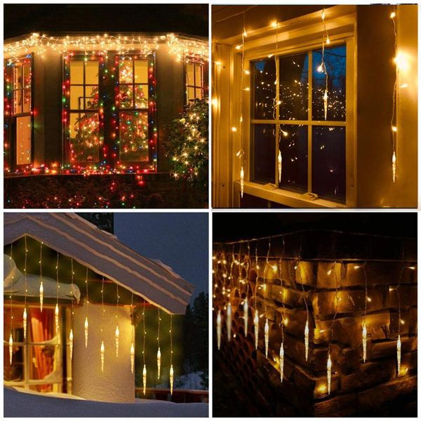 

strings home decoration garland light 10m led curtain icicle string lights outdoor eaves christmas year halloween decorative festoon