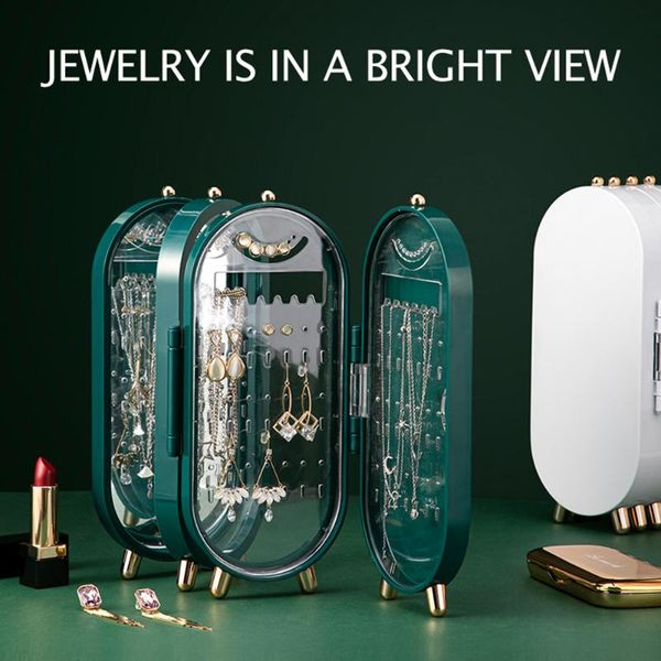 

jewelry pouches, bags deskstorage box earrings jewelries multilayer dustproofs multi-function boxes organizer, Pink;blue