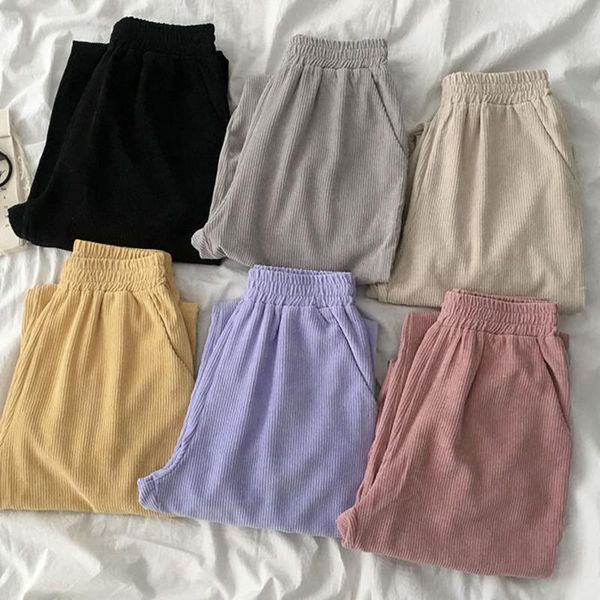 

women's pants & capris spring high waist harlan casual women korean style loose long pant trouser female yellow gray pink bottoms, Black;white