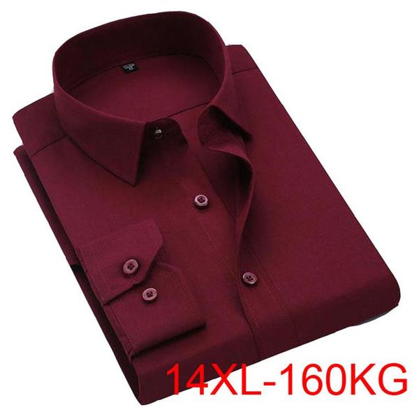 

men's dress shirts men plus size shirt 14xl 160kg 13xl 12xl autumn spring blue long sleeve business work, White;black