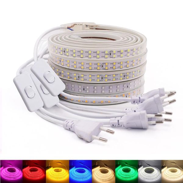 

strips 220v 180led/m double frame led strip light rgb 2835 neon flexible wall decor backlight bedroom decoration indoor lighting
