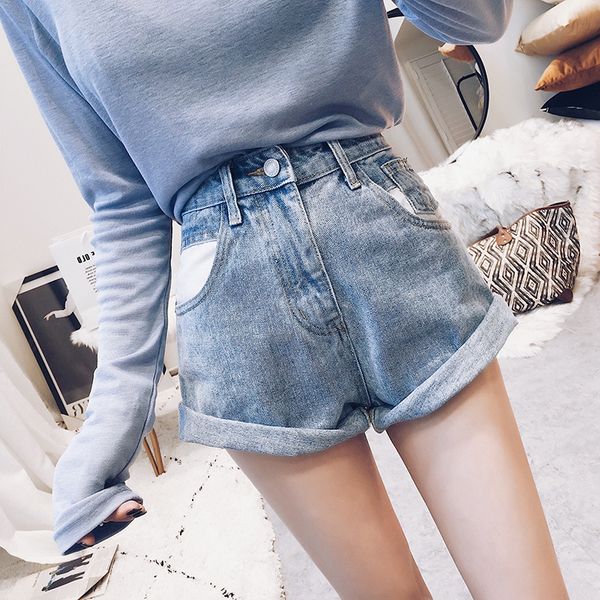 

women's shorts 6618# new korean denim in spring and summer, White;black