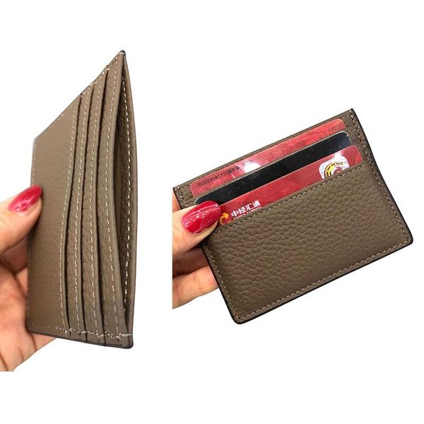 

card holders fashion mini goat genuine leather bag for men and women, Brown;gray