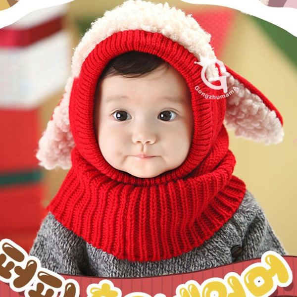 

caps & hats baby winter fashion puppy shape jumper cap comfortable knitted hat bib cute knitting outdoor warm, Yellow