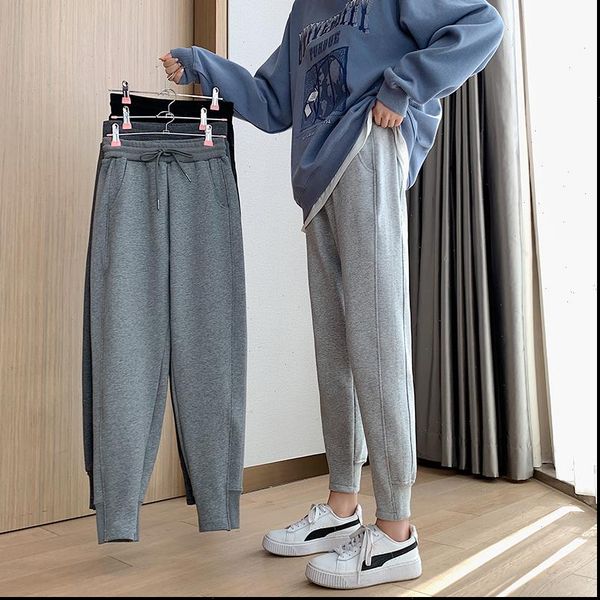 

sweatpants autumn and winter streetwear women pant harlan plus velvet thick casual pants jogger mujer fashion all match trousers, Black;white