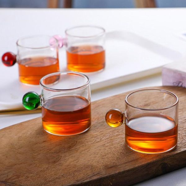 

wine glasses 120ml tea cup small capacity unique design glass ball handle nordic style home coffee decorative honey
