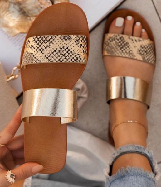 

slippers summer shoes women's woman serpentine flats fashion women sandalias ladies beach slides plus size zapatillas mujer, Black