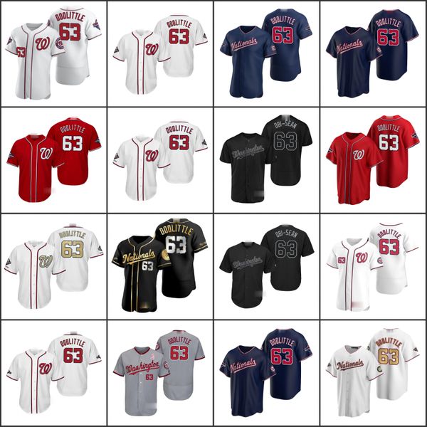 

washington nationals men 63 sean doolittle women youthjerseys, Black;red