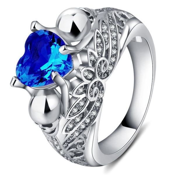 

cluster rings creative punk skull zircon for women men love heart cz white rose gold color fashion jewelry gift party kbr418-m, Golden;silver
